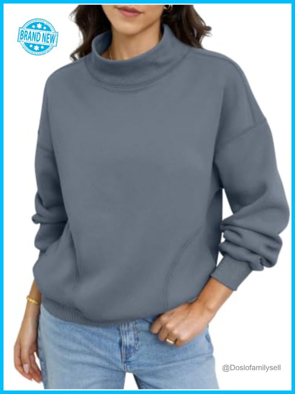 Womens Fleece Mock Neck Sweatshirt Pullover with Pockets